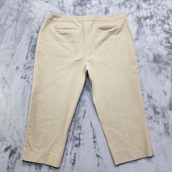 Lands End Pants Womens 22W Tan Khaki Mid Rise Slim Leg Crop Capri Stretch Office - Picture 2 of 12